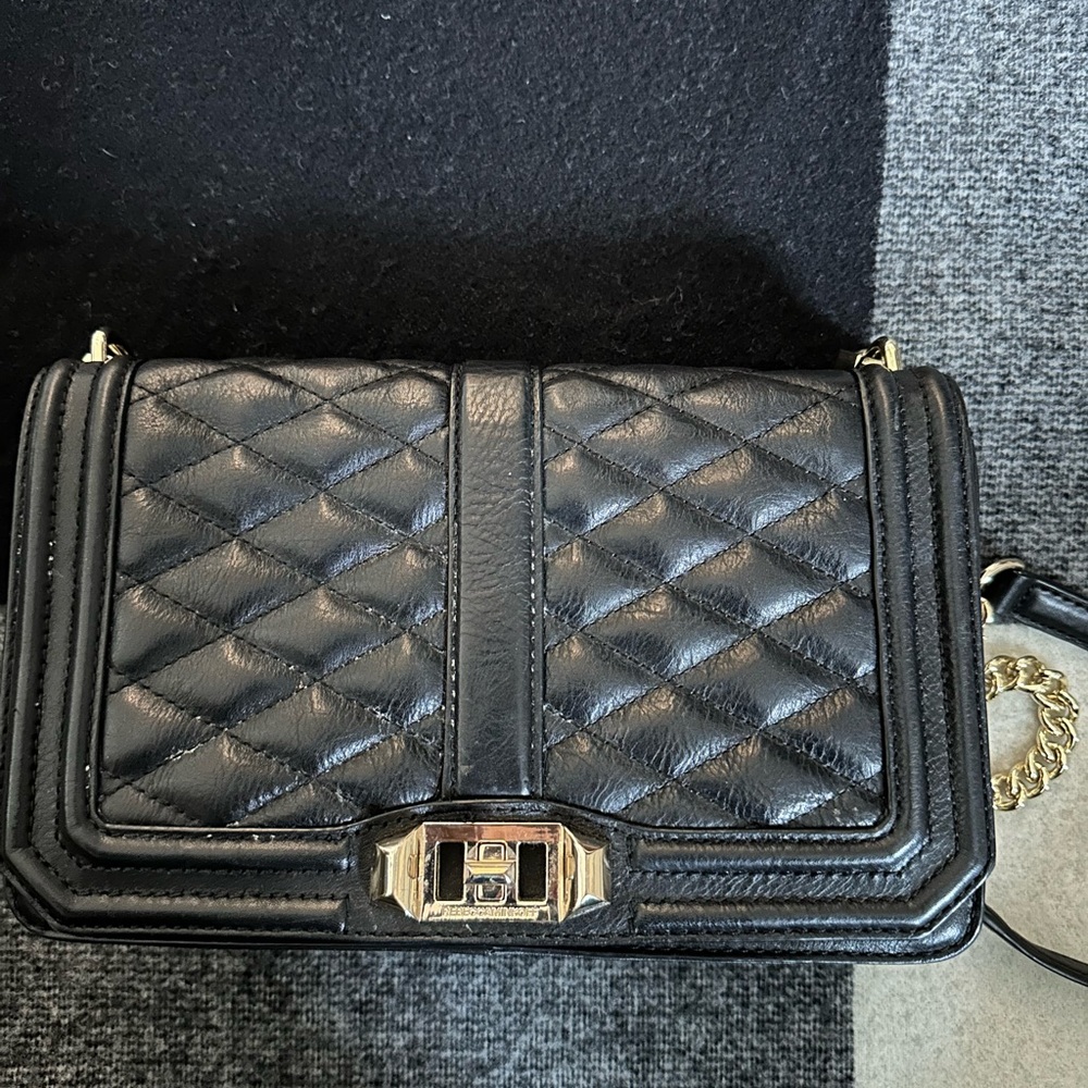 Rebecca Minkoff Black Leather Crossbody bag with detachable chain strap